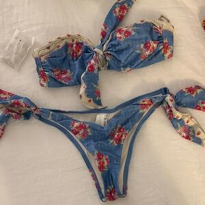 Zimmermann Blue and White Bikini Set